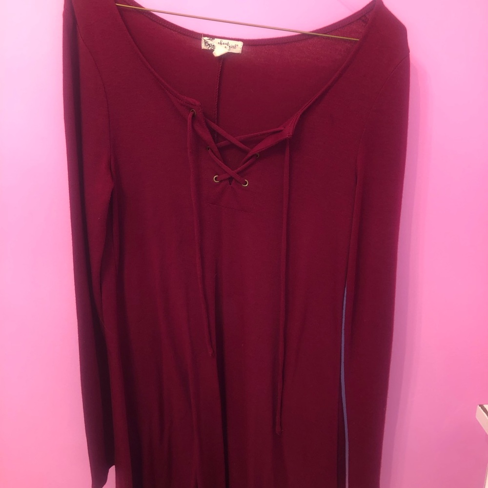 Maroon T-shirt dress